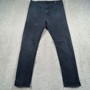 Ring of Fire Mens Slim Fit Distressed Black Denim Jeans Size 34x29‎ Streetwear